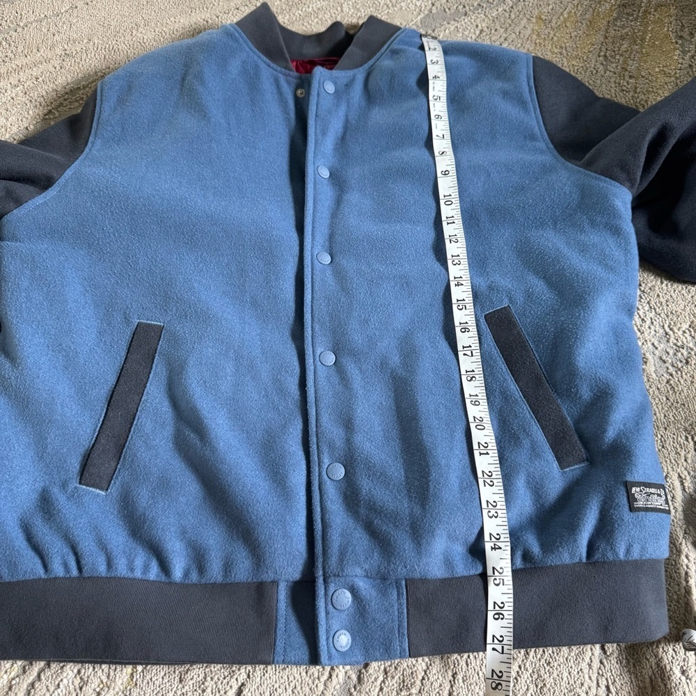 Levis Varsity Bomber Jacket Blue Gray Quilted Lin… - image 7